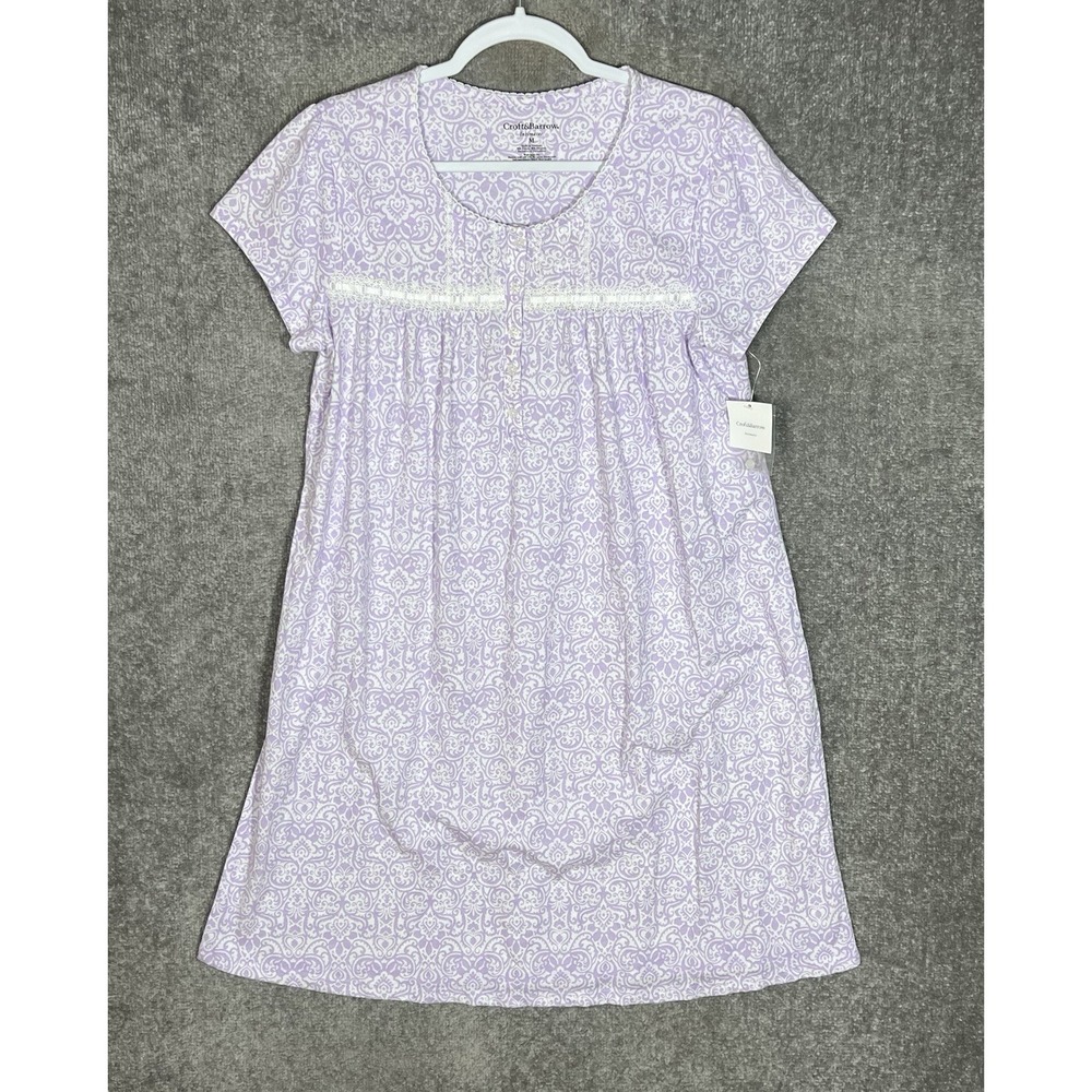 Croft & Barrow Intimates Nightgown Womens Size M Purple White Lightweight New
